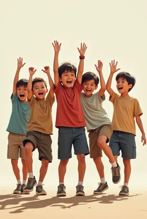 A group of boys wearing Chino pants and raising their legs simultaneously 