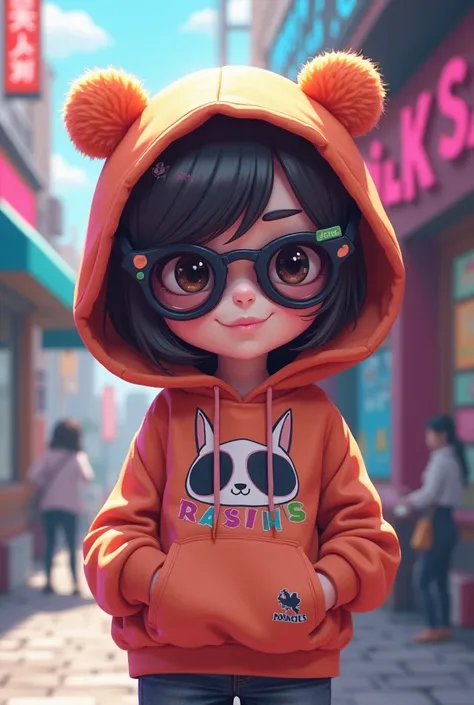 Cartoon animi character wearing hoodi and sunglasses 