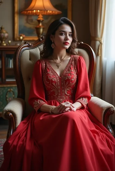 Female cat Pakistani marige dress Jo red colour ka ho us main female cat apny room main chair pr baithi ho Jis ki hight 6 fit ho or male cat us ki chair k sath khara ho dulha k dress main dono ki hight 6 fit ho