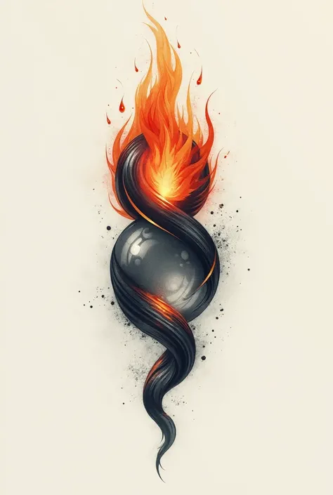 a bubble and a flame intertwined as a tattoo