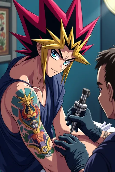 Yugi getting a tattoo 