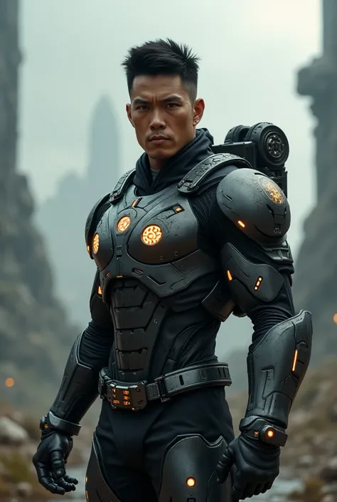 A handsome Filipino man named"RAM TED PUNZ"in a battle suit