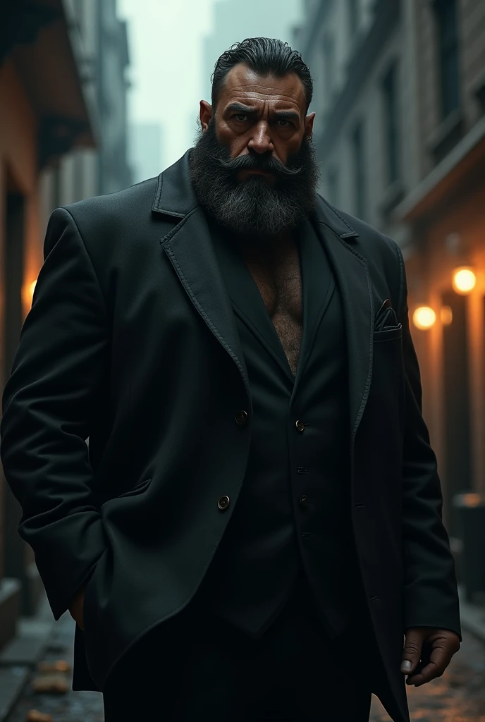 Mafia bodyguard large hairy man