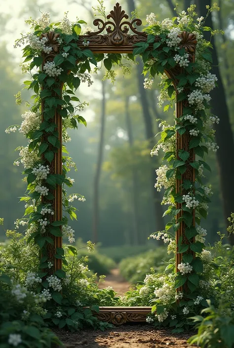 A flower arch with lilies of the valley as an element, but with a frame is like a picture frame.