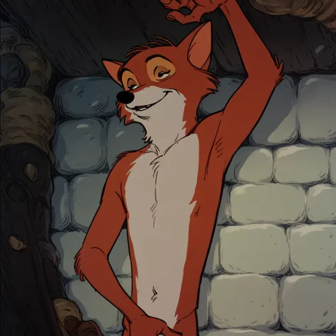 robin hood, naked, nude, red fox, fox, disney