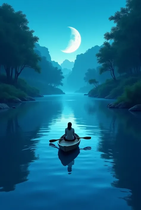 The river, the boat, the moon