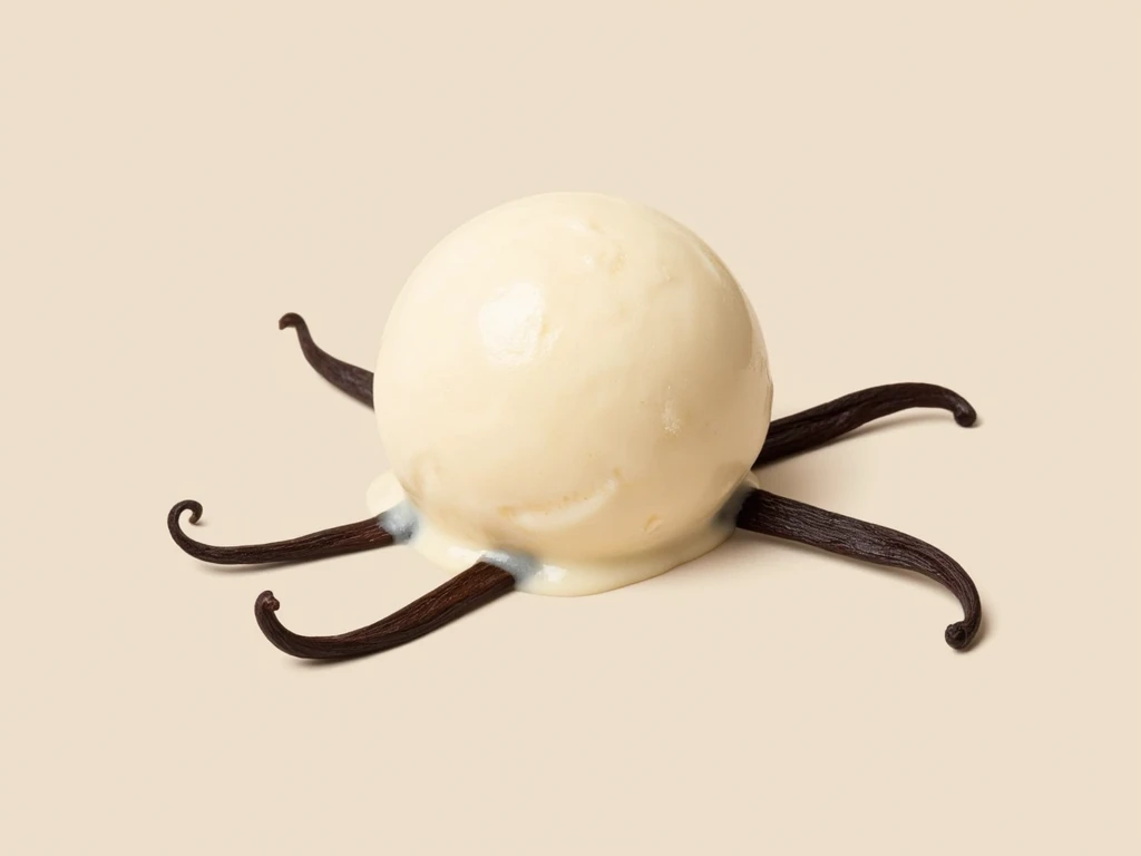 Scoop of delicious vanilla ice cream and vanilla pods isolated 