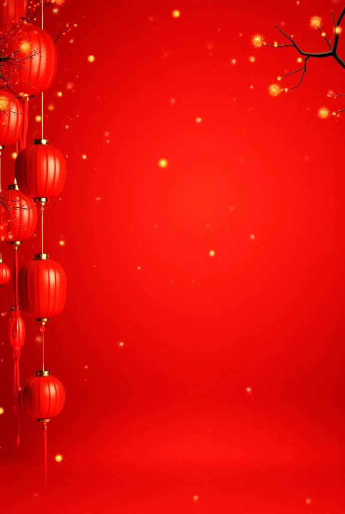  “transform the background of the picture into a bright Chinese New Year atmosphere. There are hanging red lanterns lined with hanging lanterns, trees adorned with swags, and floors decorated with Chinese auspicious motifs, adding elements such as dragons....