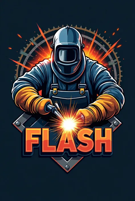 Create a welder logo with the name Flash