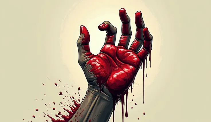 Logo marks blood ,  related to the zombie apocalypse with one hand. Cartoon, Ray Tracing 4K