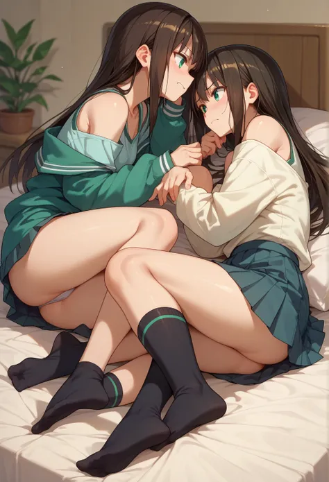 Shibuya Rin   、Two women across from each other　Black socks