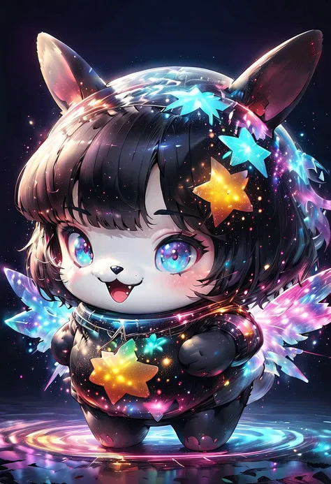 ( more details,  high details,  best quality,  high resolution, 超 high resolution, 16k, masterpiece:1.2,  best quality:1.2), (Ruby,  garnet,  aquamarine, Topaz,  emerald, Black Onyx,  diamond,  amber,  lapis lazuli), Star Fairy Rabbit, ((Fluffy, has shorte...