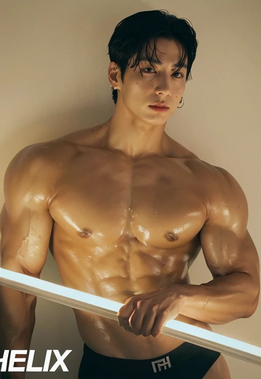 Jungkook, black hair, full lips, muscular body, slanted eyes, handsome man, sexy eyes, illuminated skin, illuminated muscles, ultra HdJungkook, black hair, full lips, muscular body, slanted eyes, handsome man, sexy eyes, illuminated skin, illuminated muscl...