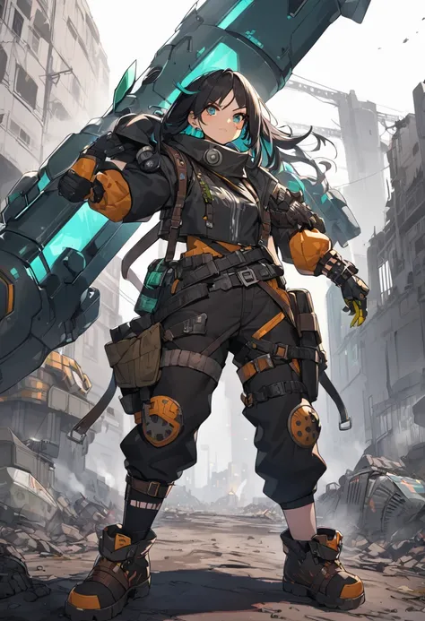 Viltrumite hero, post-apocalyptic punk outfit, fighter, thick black hair, 8k high definition