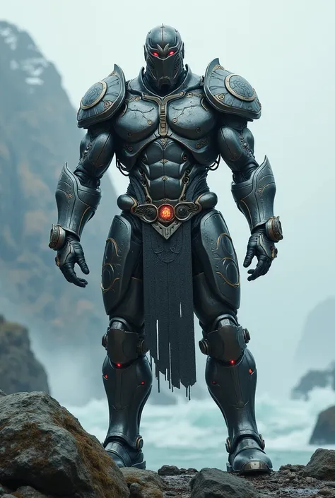 Big man who wears robotic armor like Viking