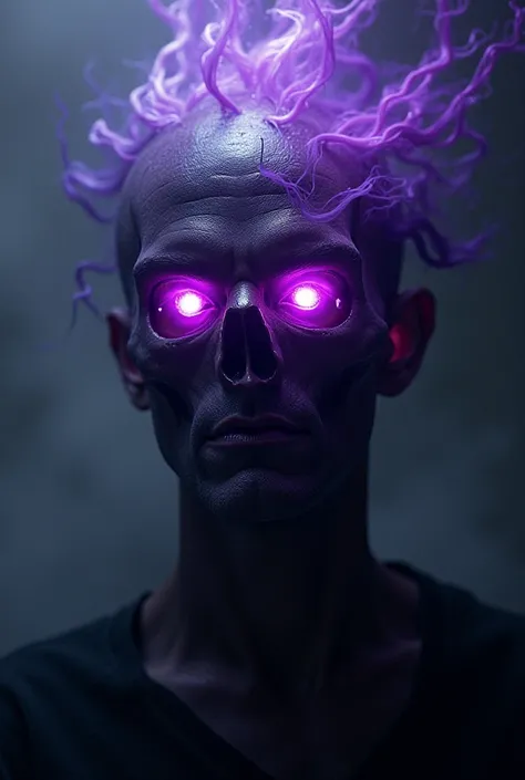 MAN TURN INTO MINECRAFT WITHER BUT START WITH THE HEAD AND EYES AND HAI... BUT MAKE IT MORE GLOWING PURPLE DARK 