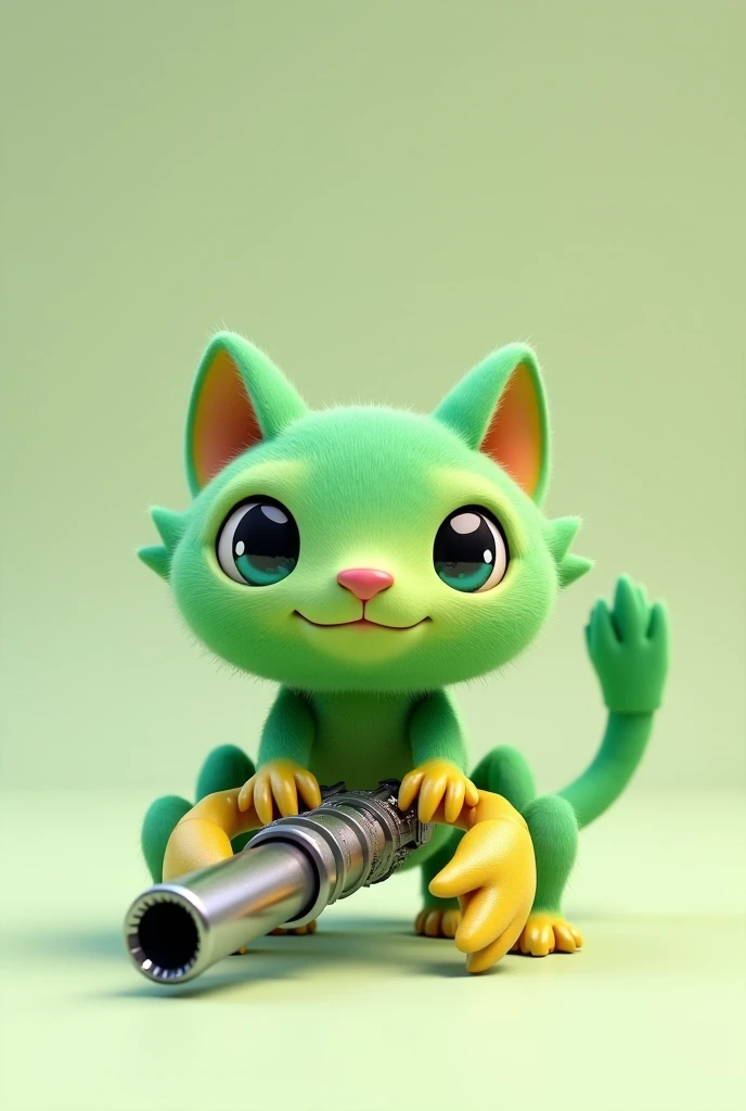 cute green cat scorpion version but instead of a stinger it has a cannon 3d version