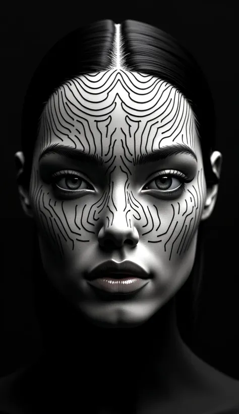 black and white pattern on the face, Amazing digital art,  intricate digital art ,  3D digital art ,  3D digital art ,  intricate digital art work, Advanced Digital 3D Art, Incredibly detailed digital art, Digital Complexity Art, Detailed digital 3D art, A...