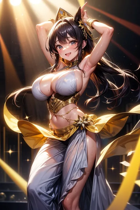  perfect quality 　 Accurate Description 　Exact shape　首元の衣装のExact shape状　 glittering stage　 COLORFUL SPOTLIGHT　only 1 person on stage 　 bathe in the spotlight　Spectators　 big breasts　 swaying breasts　 Happy Smile 　 dancing　Costumes that are an arrangement o...