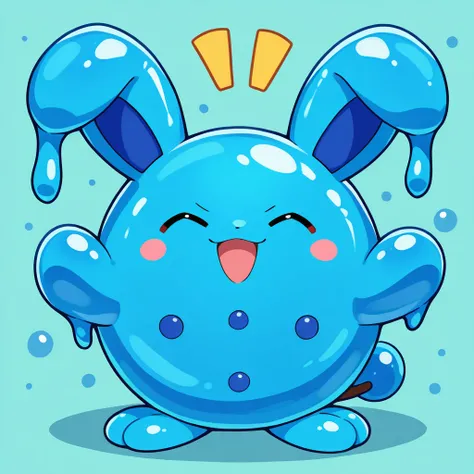 (masterpiece), best quality, solo, creature focus, ((Blue Slime)) Azumarill 
 with vivid-blue and light-blue color palette

