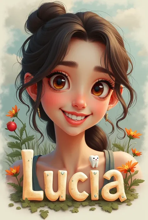 Lucía with a tooth in the letter i
