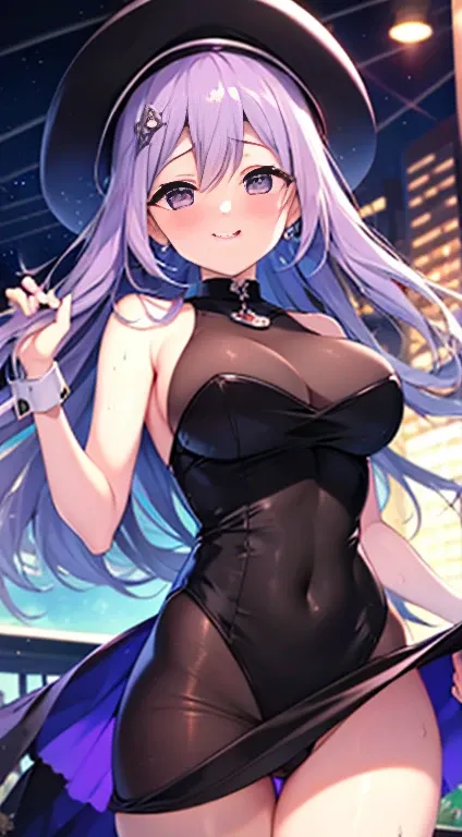   Unity 8K Wallpaper,  more details,   very detailed CG,  beautiful and aesthetic,  Super fine skin  , beautiful Lori ,  big breasts, Straight purple hair, 紫色の目, Developed body,  bunny suit,  thighs,  smiles, (ing :1.3), (Oil body:1.3), nsfw,  ahehe, , swe...