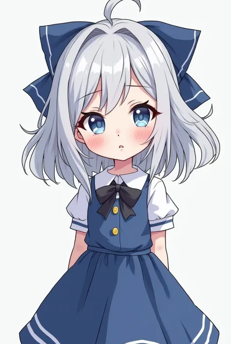 a cartoon drawing of a girl with white hair and a blue dress, a character portrait inspired by Okumura Togyu, tumblr, vanitas, 2 d anime style, delicate androgynous prince, 2 d anime, magic school uniform, as an anime character, a silver haired mad, 2 d sp...