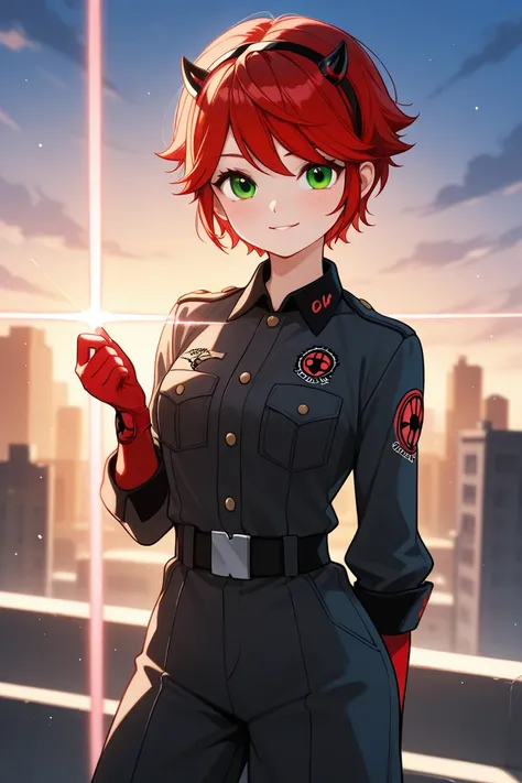 Miraculous Ladybug in a baggy military type outfit, anime