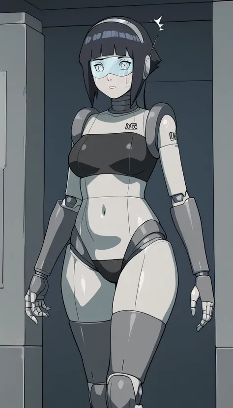 masterpiece, best quality, extremely detailed, (8K, 4K, Best Quality, hight resolution, 超A high resolution:1.1), ,8k portrait, Japaese android Girl,Plump , dark black leg cover,announcer,control panels,android,Droid,Mechanical Hand, Robot arms and legs, Bl...