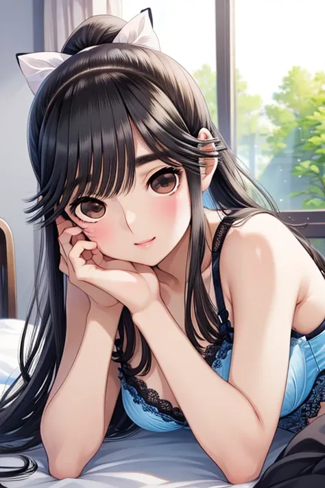 Gaoling loves flowers、 glossy black hair ,  ponytail, ( beautiful brown eyes 、Sparkling Eyes, fine grain)、smile、 super detailed eyes、 Highly Detailed Face ,   highly detailed skin
( top quality, masterpiece:1.2), 非常に high resolution,  high resolution,
Wome...