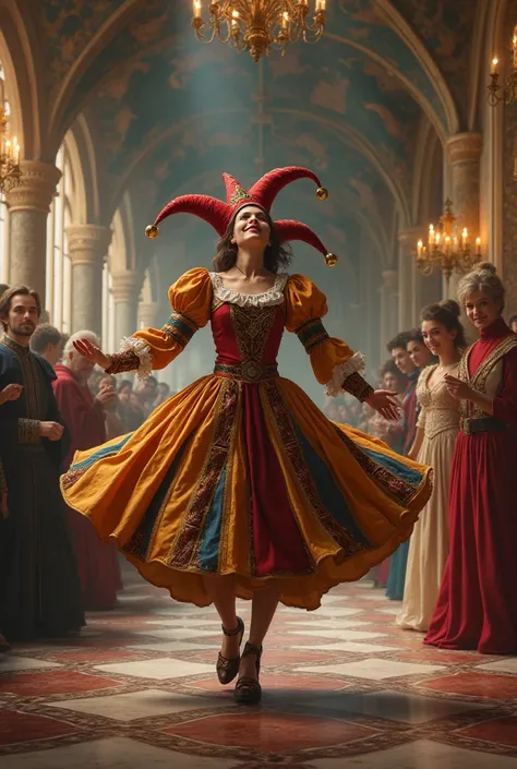 medieval female jester, in medievalballroom