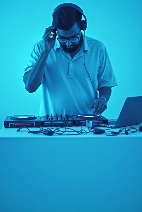 Hello friend, I would like you to make an ad for a DJ with a phone number or if you can't put the number, leave a space. I want the color light blue. This number is not real. Put this number here on the screen "01 433-74"