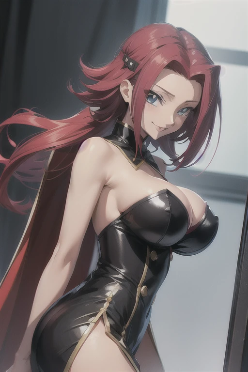 Karen from Code Geass, standing, Big Breasts, nsfw,short hair, red hair,sticks out his tongue , smile, best quality, big ass、