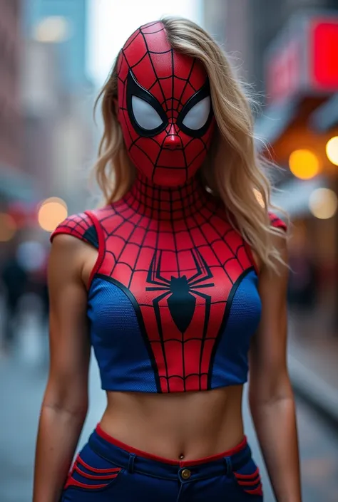 crie um CROPPED ( short sleeveless blouse ) Of Spider-Man ( female)