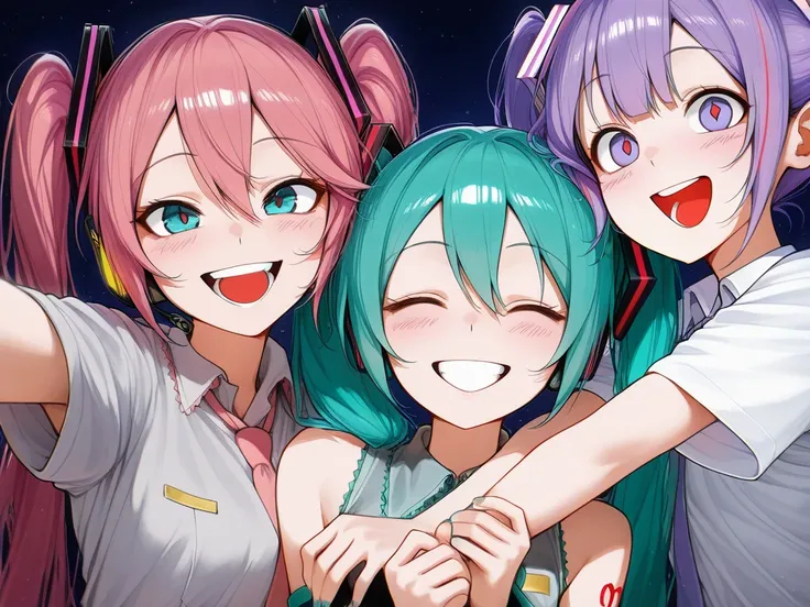 Group of Hatsune miku 4 friends,smile,teeth selfiesmiley, happiness,crazy Crazysmileteeth happy
