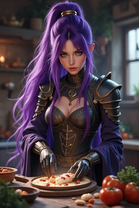 Malenia from Elden ring cooking purple hair