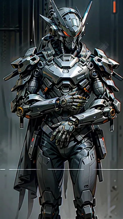 Dark_fantasy, Cyberpunk,1manMechanical Miracle, Robotic presence ,Cybernetic Guardian,  samurai mechanical armor , sniper rifle in hands,  absolutely amazing art,in a black coat,  Highest Quality Art ,  Higher resolution, hyper detailed, black and red ,  f...