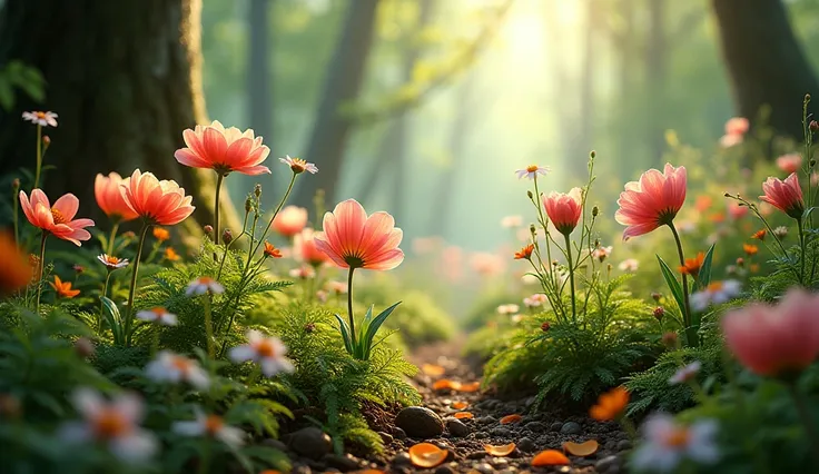 Beautiful flowers in the forest