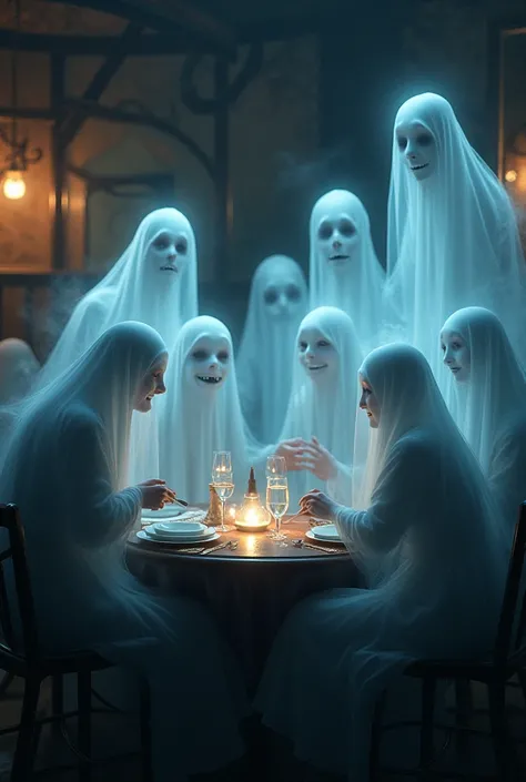 Ghosts go out to eat