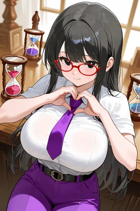 White women go to the face, heart-shaped, short black hair, black eyes, wearing red glasses, hourglass dolls, large breasts, big breasts. The highlight of the image is wearing a dress, a white shirt with a concave spot, a straight chest, a short sleeve, a ...