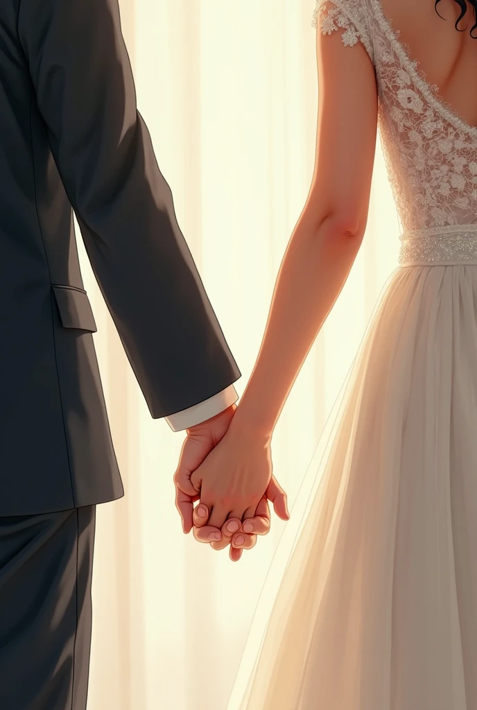 a close up of a person in a wedding dress and a man in a suit, holding hands, an novel cover inspired by Ni Yuanlu, tumblr, fine art, nilah, novel cover, romance novel cover, official poster, romance book cover style, romance book cover, promo art, cover a...