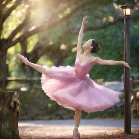 best quality, highres, 8k, masterpiece, photography, detailed midbody photorealistic portrait. Whimsical Wonderland transports its patrons to a magical land, where Mandy Moore's fairytale costume is nothing short of whimsy. In a sugar plum pink tutu, she w...