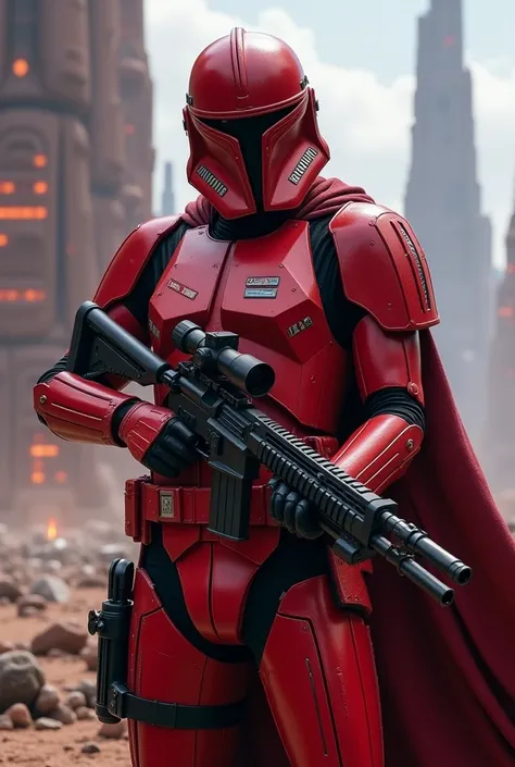 Troopers Galatic Republic Rebel with suit red and blaster rifle 