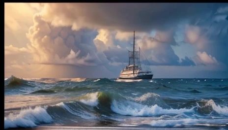 Naves Alienígenas esféricas voando sobre o oceano, Bolas douradas brilhante voando sobre o oceano, ao fundo uma plataforma petrolífera expelindo uma fumaça . ⚠️,  best quality angle,  hyper detailed ,  cinematic light ,  intricate details,  high resolution...