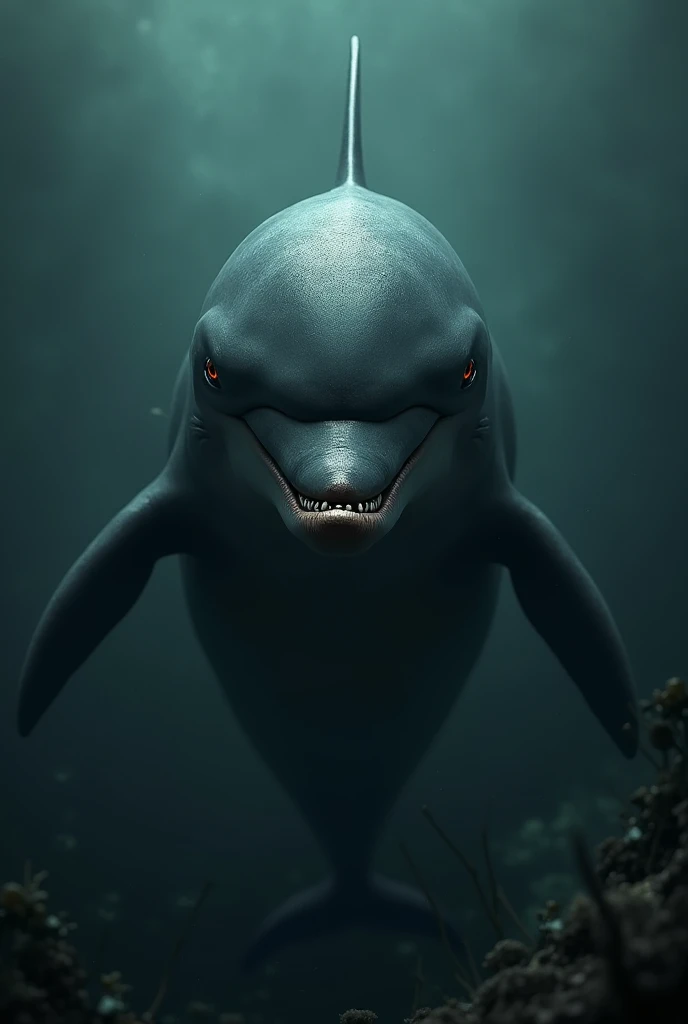 An image of a dolphin that is evil