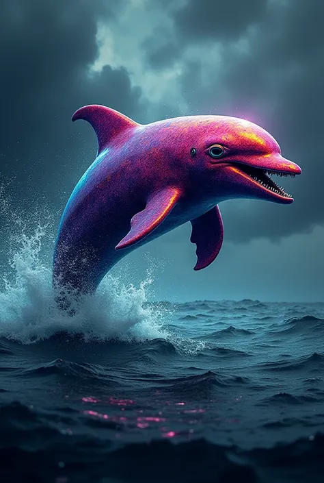 A dolphin that is colorful but evil