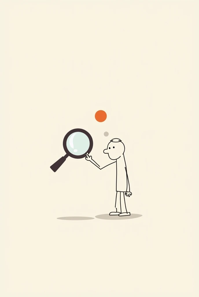 a profile picture showing a cartoon minimalist searching a small earth with a hand lens