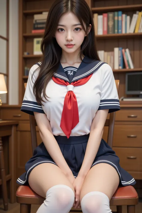    Japanese     cute idol,  Japanese    cute girl,  cute, In the school teacher's room 、   beautiful girl in school teacher's room sailor suit ,   1 girl is the best ,  alone,   school uniform  ,  Sera Clothing,   skirt  ,     black hair,   long hair,   wa...