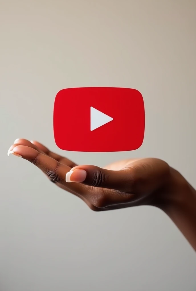 A hand of a black girl presents the YouTube logo 