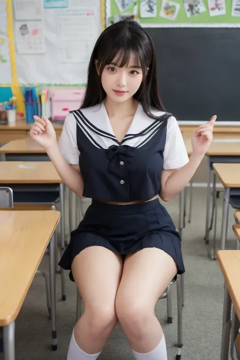  Japanese     cute idol,  Japanese    cute girl,  cute, In the school teacher's room 、   beautiful girl in school teacher's room sailor suit ,   1 girl is the best ,  alone,   school uniform  ,  Sera Clothing,   skirt  ,     black hair,   long hair,   watc...